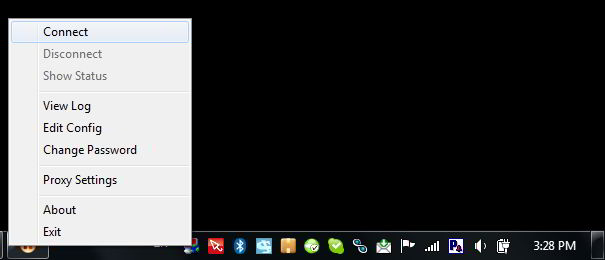 Taskbar > OpenVPN